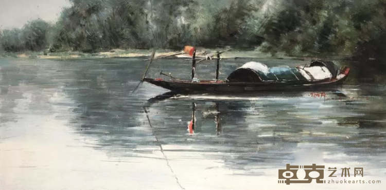 《河边取景》 唐雪峰 80x40cm 2016年 布面油画