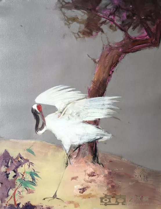 《意象系列-松鹤》 汪文金 70x90cm 2017年 布面油画