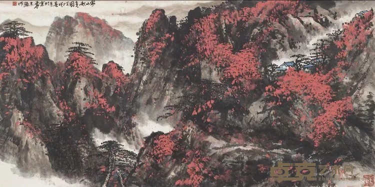 《家山秋色图》 覃志强 68x134cm