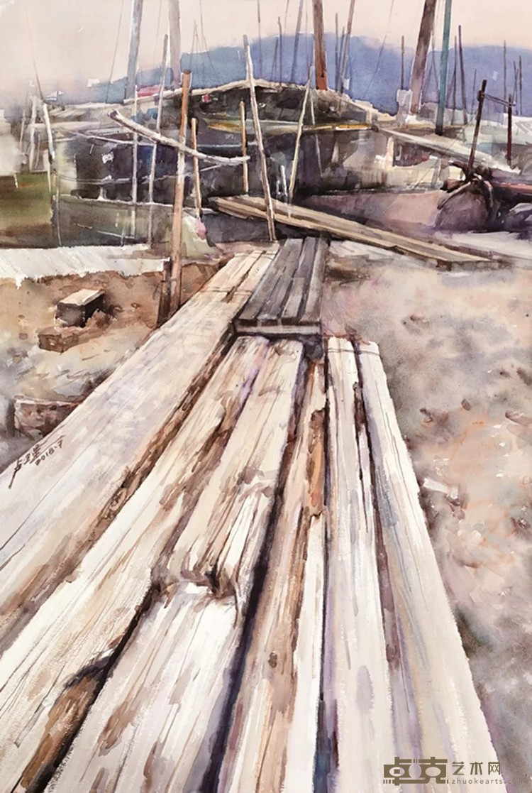卢卫星  痕  水彩画  110cm×75cm