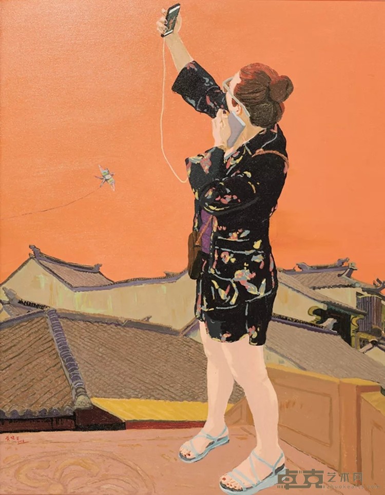 黄晓岩  美拍放飞  油画  117cm×91cm