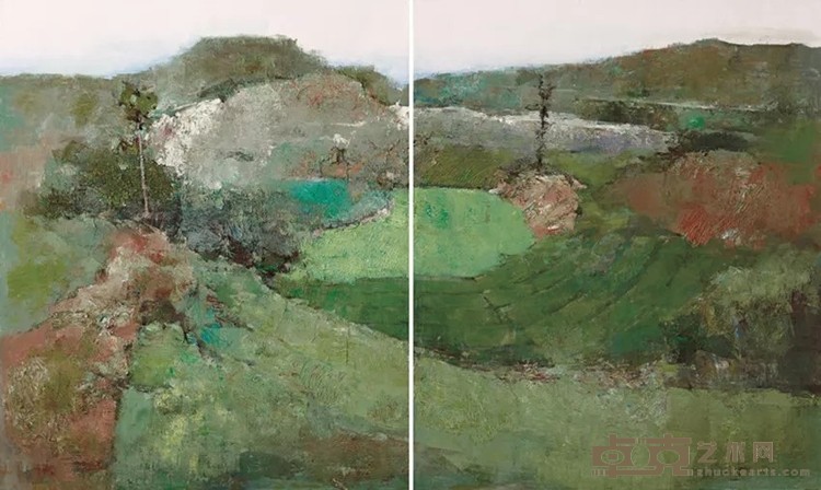 姚茛  绿水青山  油画  120cm×201cm
