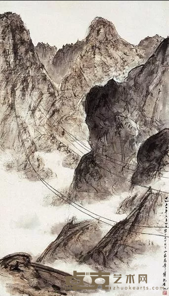 《TATRY山最高峰（轴）》 傅抱石 62.5x109.8cm 1957年 纸本设色