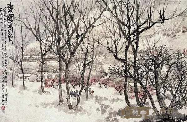 《枣园春色（轴）》 傅抱石 50x70.5cm 1960年 纸本设色