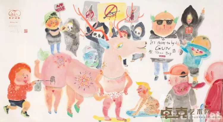 《到街头去玩耍》 南方 46x80cm 2018年 纸本彩墨