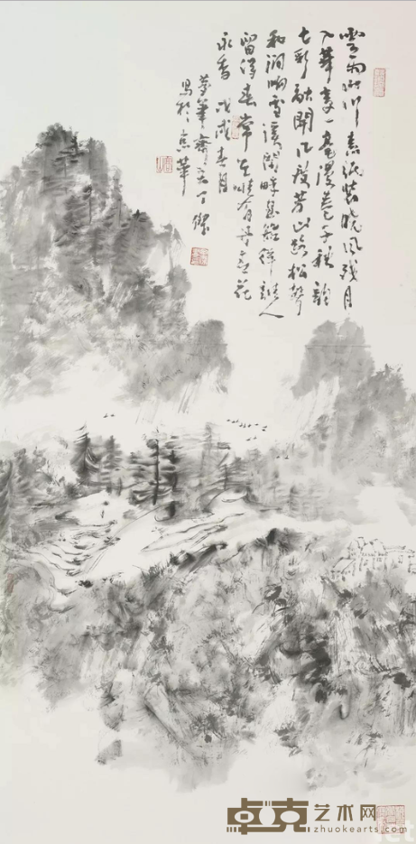 《雪雨山川》 丁杰 138x69cm