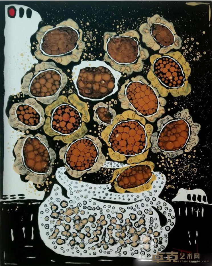 《2019向日葵》 林嘉珍 72x90cm 2019年 压克力复合媒材画布