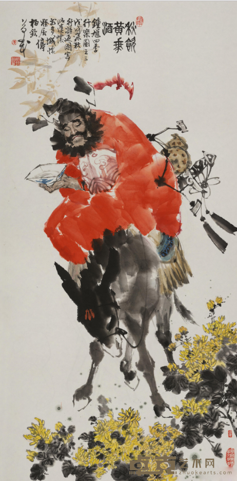 《秋饮黄花酒》 单柏钦 137x69cm 2018年