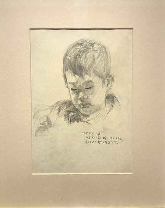 吴冠中，《可雨九岁》，纸本铅笔，1956