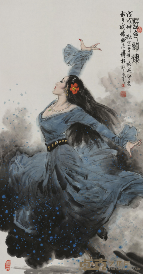 《蓝色韵律》 单柏钦 136x68.7cm 2017年
