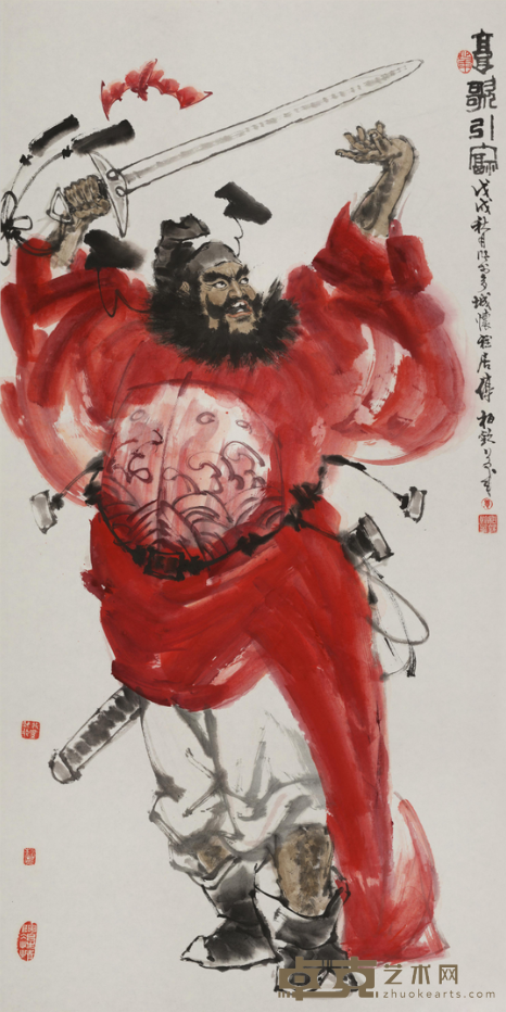 《高歌引福》 单柏钦 137x69cm 2018年