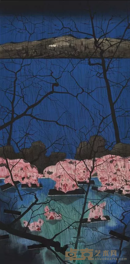 《山水国度》之十四 邵泳 115x58cm 2018年 水墨绢本设色