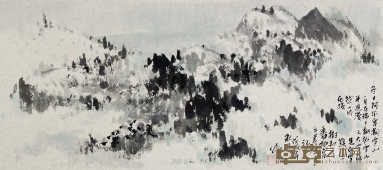 《冬日阿尔卑斯雪山》 孙良 67x35cm（含框） 2018年 纸上水墨