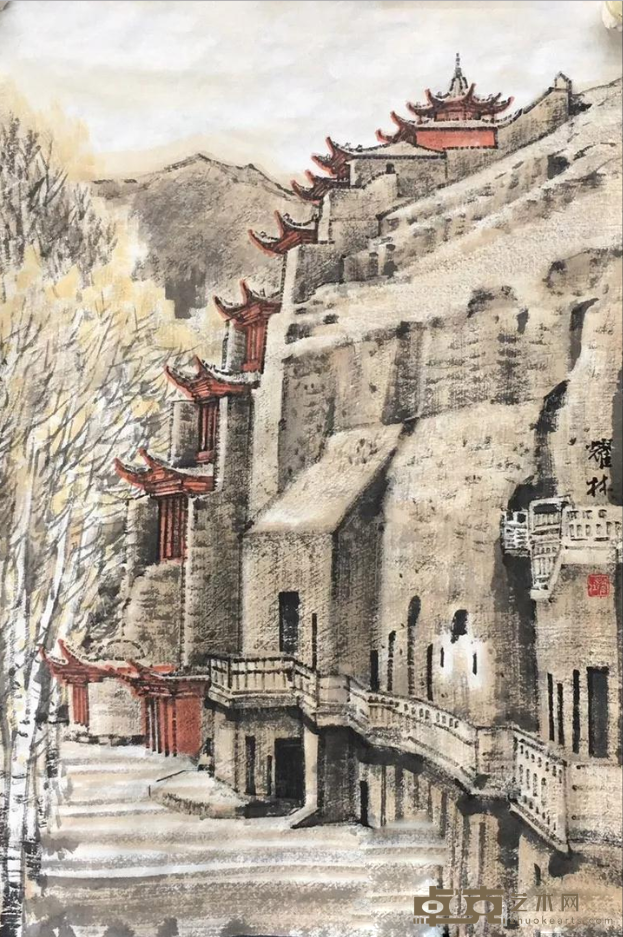 《莫高窟》 李耀林 60x46cm 2018年 宣纸 中国画颜色