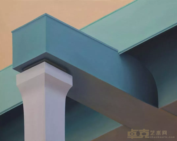 《无题（桥梁支柱）》 Ingo Baumgarten 80x100cm 2019年 布面油画