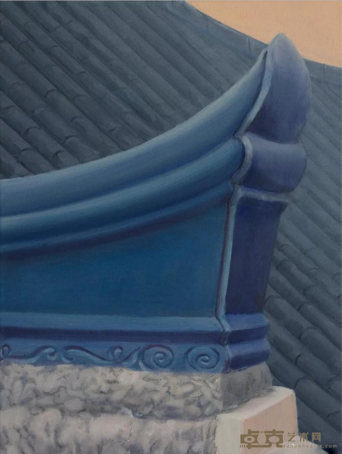 《无题（屋顶装饰 庙宇 武汉）》 Ingo Baumgarten 40x30cm 2019年 布面油画