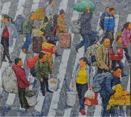 张杰《城市梦》之二 200cm×180cm 油画 2018