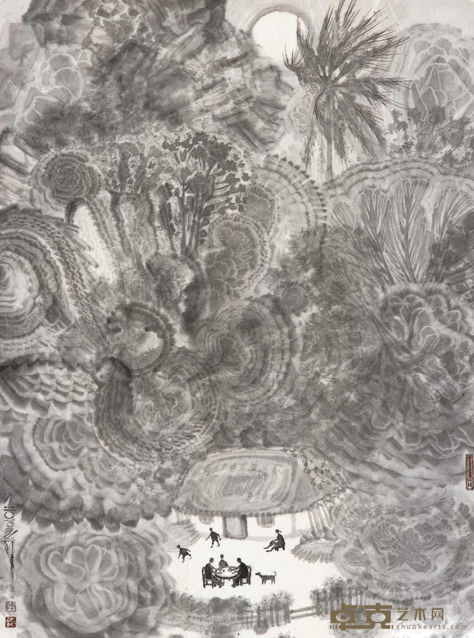 《椰风·朗月·清茶》 陈新华 90x68cm 2010年 纸本·水墨