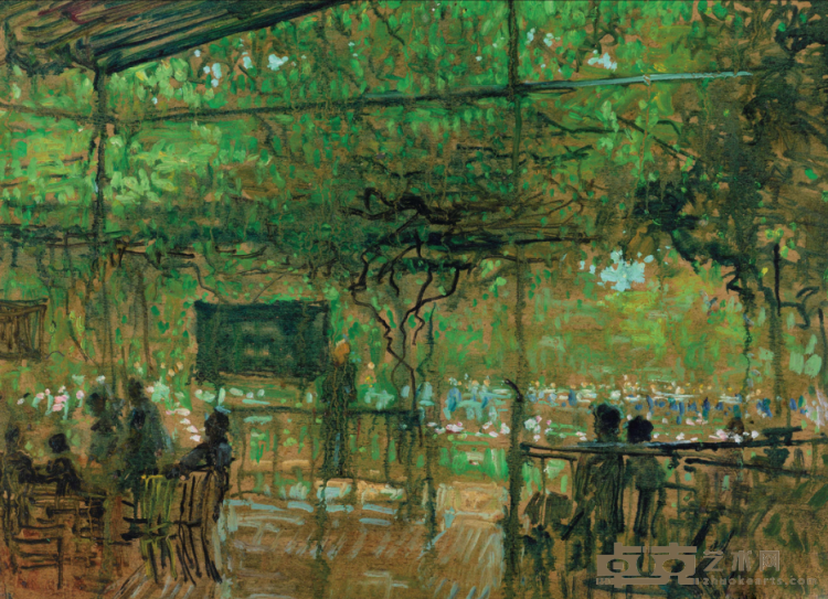《雨中品茶》 任微音 36x26cm 1979年 油画
