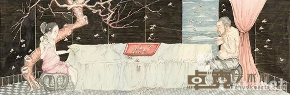 《梅花落》 雷子人 60x180cm 2015年 纸本设色