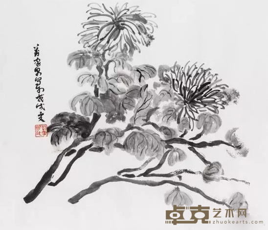 《菊花图》 刘家男 115x45cm 2018年 纸本水墨