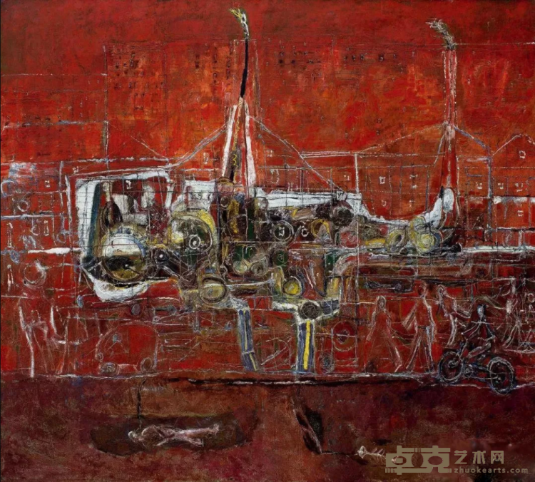 《红色的石家庄》 王焕青 135x150cm 1996年 布面油画