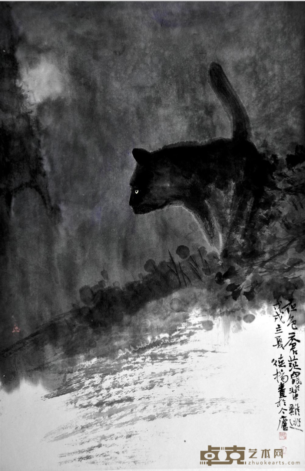《夜色苍茫 鼠辈难逃》 刘德扬 68.5×46cm 2018年 纸本