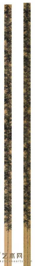 《晚竹鸳鸯 双屏 L R》 管伟邦 160x4.6cm 161.7x4.6cm 2019年 水墨茶或咖啡纸本