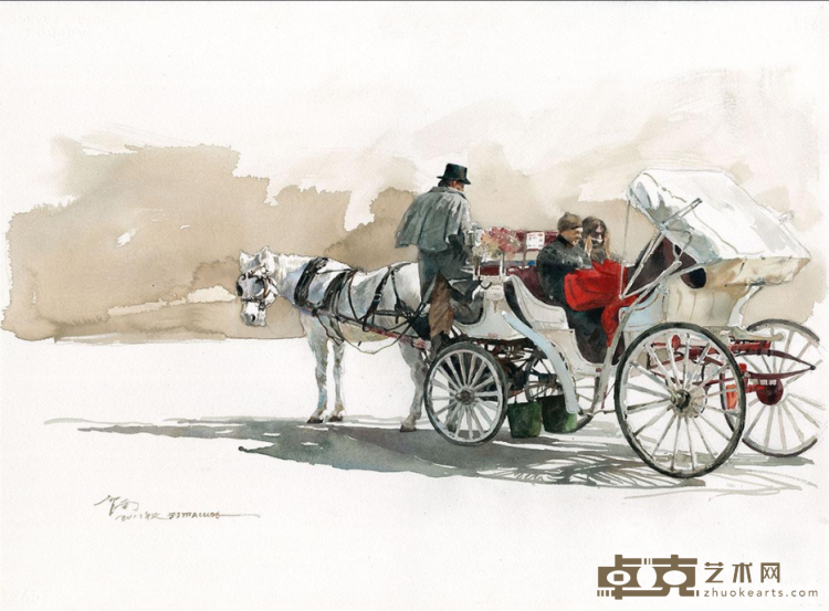 《马车系列之八》 蒋智南 76×56cm 纸本水彩