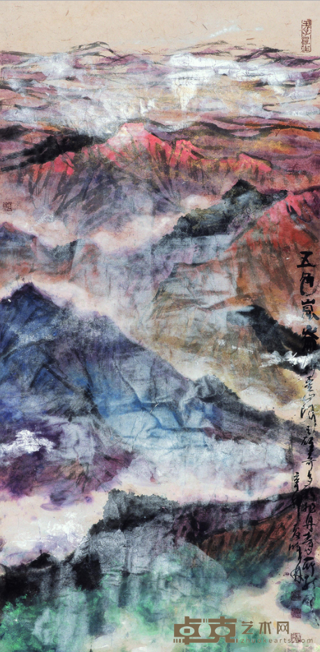 《新疆系列之五五色昆仑》 刘曦林 196.5x98cm 2012年 纸本水墨设色