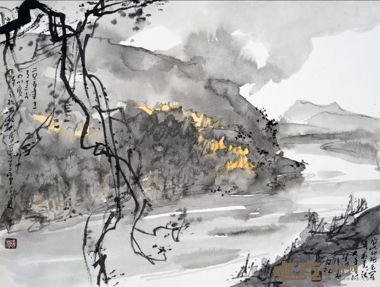 《广汉松林镇水库》 刘曦林 33x43.4cm 2015年