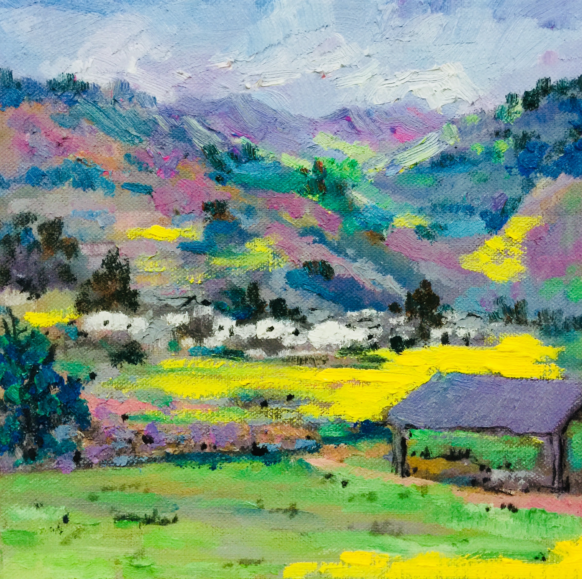 《山村》20x20cm