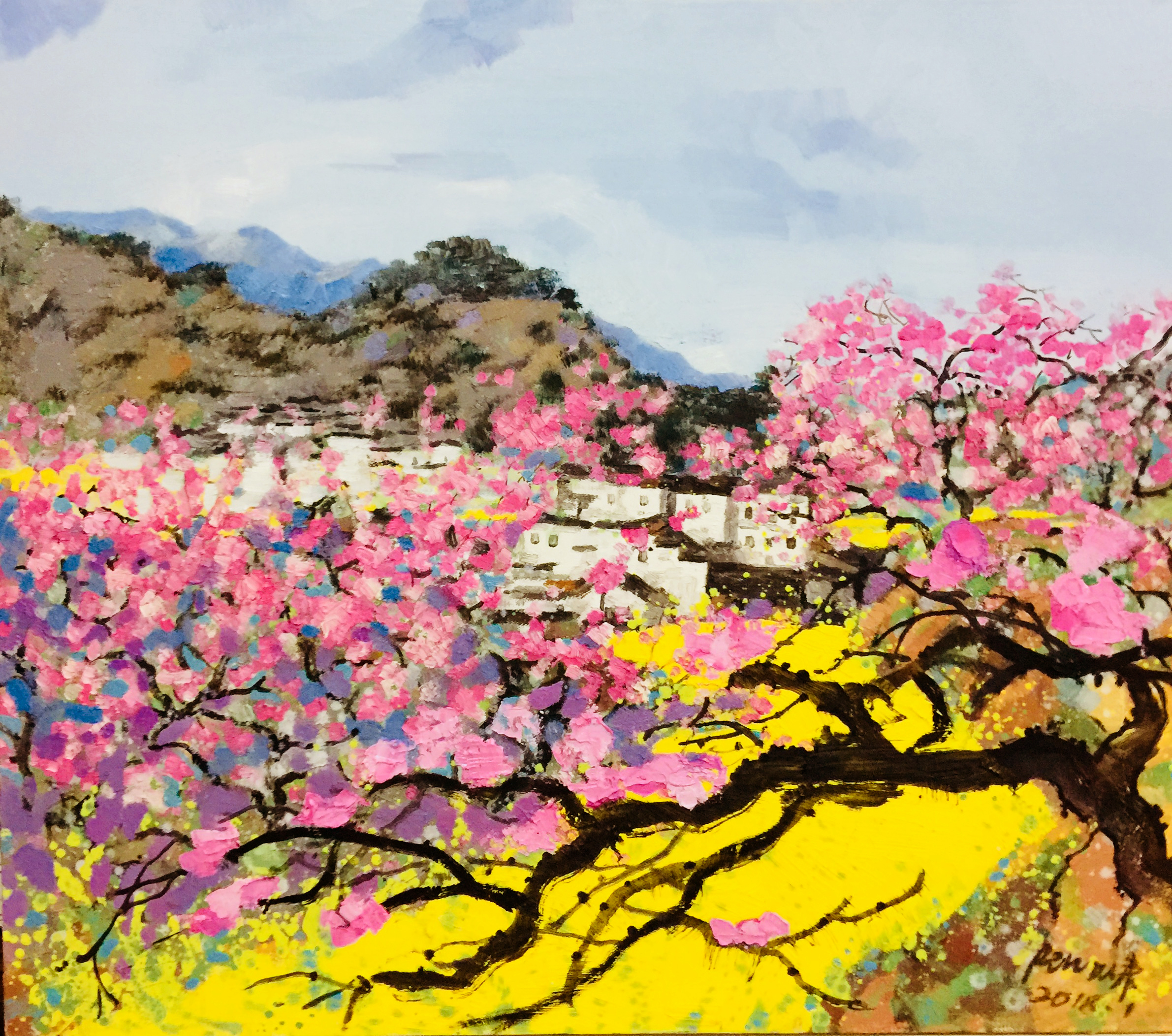 《桃花源记》80x70cm