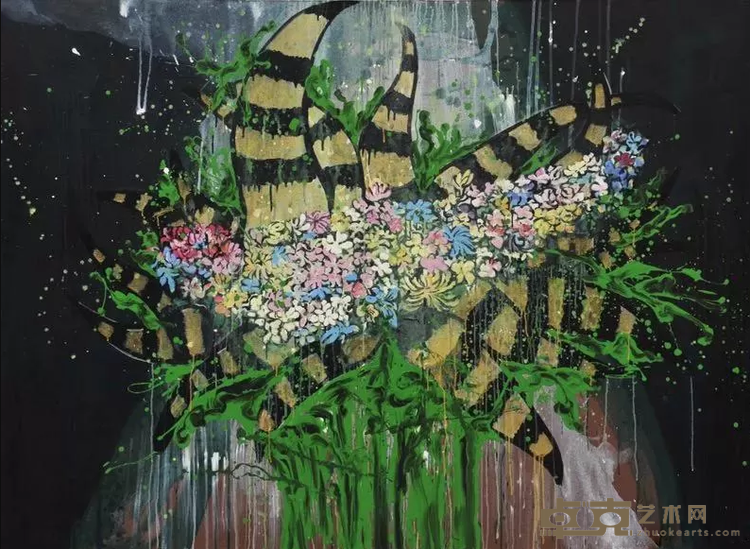 《绿色狂欢》 王威 140x190cm 2016年 布面丙烯
