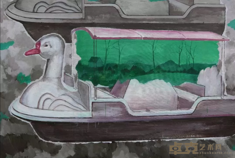 《公园的鸭子》 张扬 80x120cm 2018年 布面丙烯