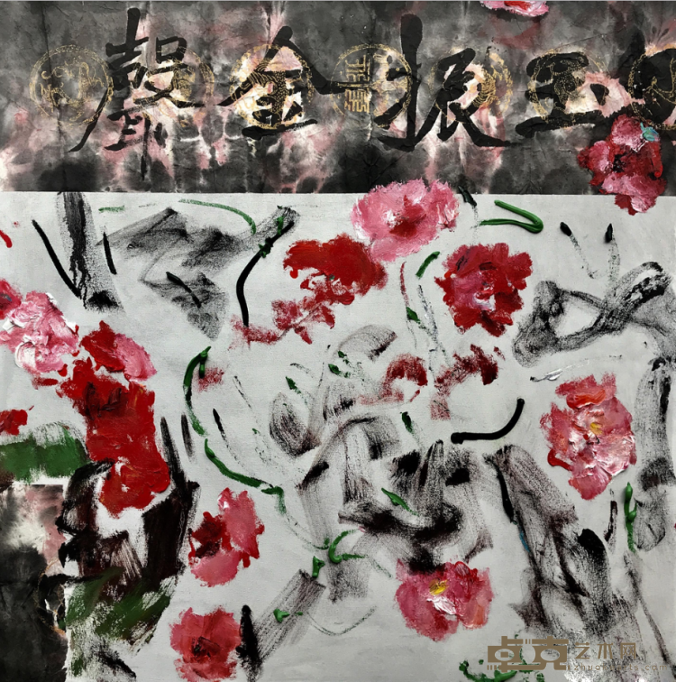 《花非花·木芙蓉系列9》 黎伟明 120x120cm 2018年 布面油画