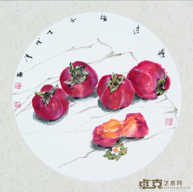 《岭东佳果》系列之六 刘清华 33cmx33cm 2018年 纸本设色