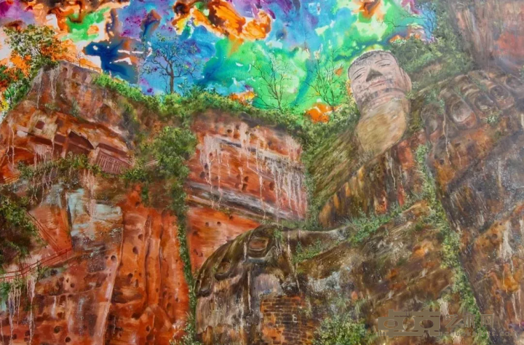 《园囿之乐山大佛二》 曾元伟 90x120cm 布面油画