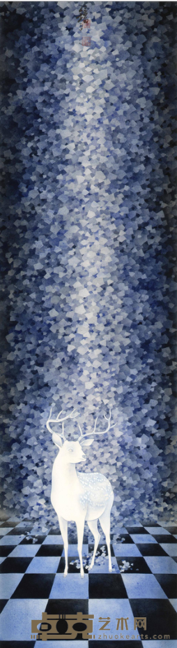 《长安故人之二》 陈鏡田 120x33cm 2016年 水墨设色纸本