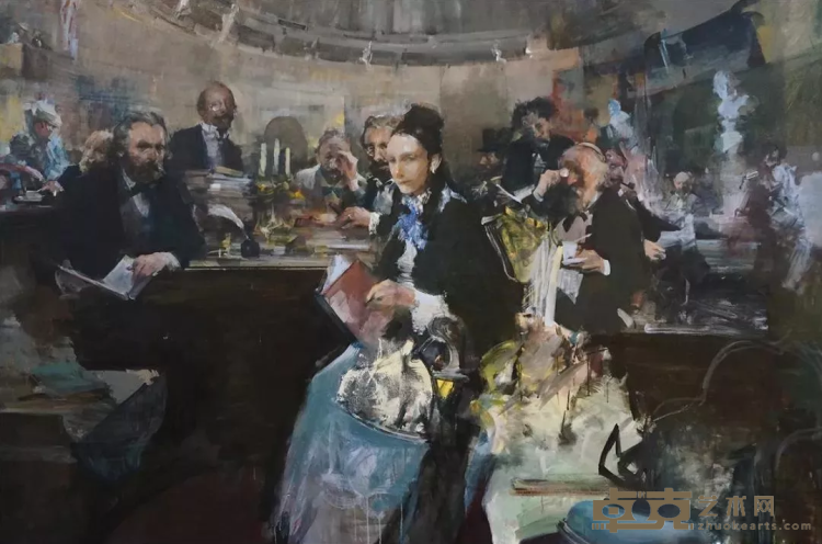 《马克思在大英图书馆（局部一）》 俞晓夫 360x210cm 2018年 布面油画