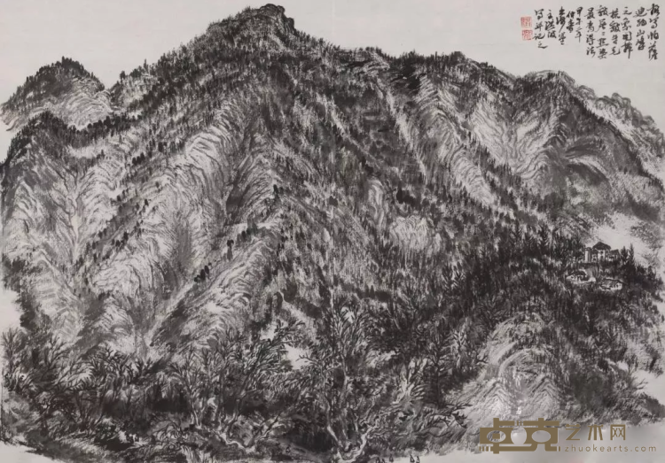 《帕萨迪纳山峰写生》 50x70cm，约3.15平尺。 2014年