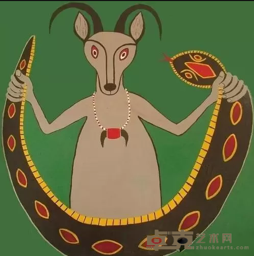 《Devil with Snake》 Tingatinga 1970年