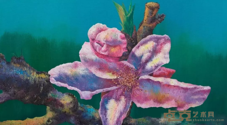 《一朵盛开的桃花》 曹卫国 108x60cm 2019年 布面油画