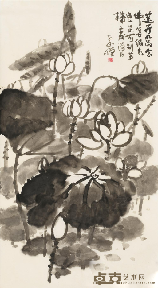 莲开九品 圆霖法师 101x56cm 1982年