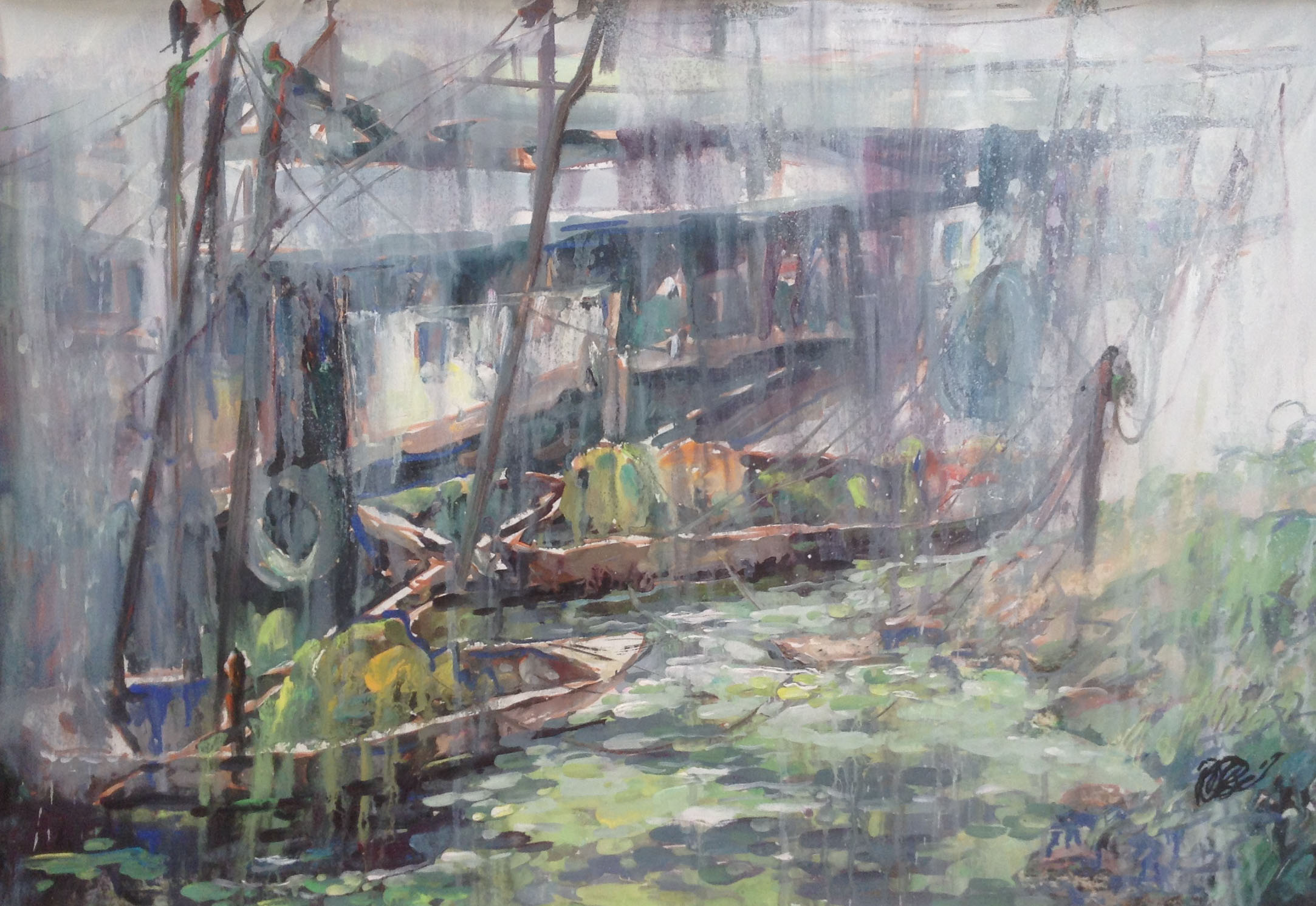 雨后渔家56x78cm