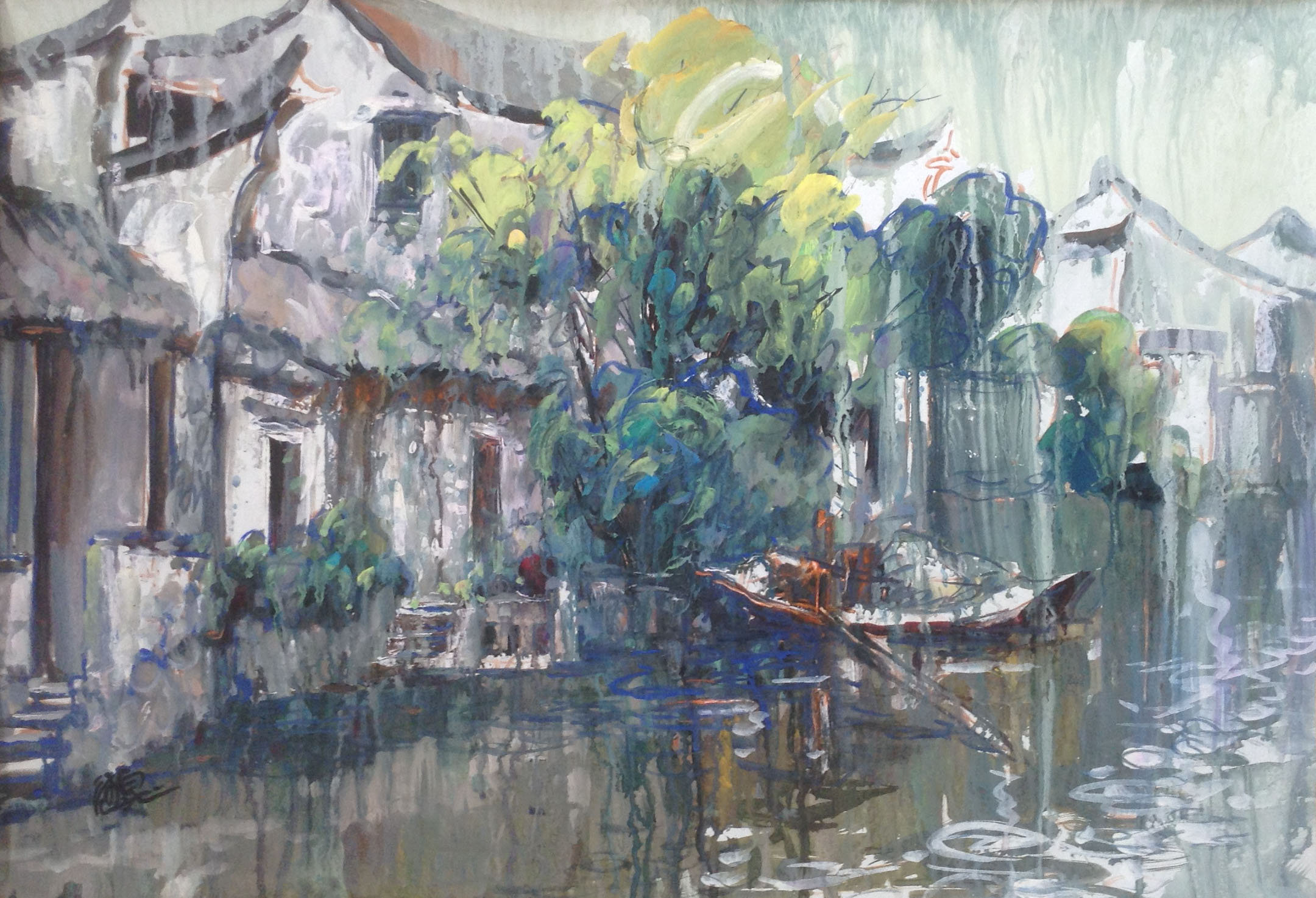 雨后水上人家56x78cm