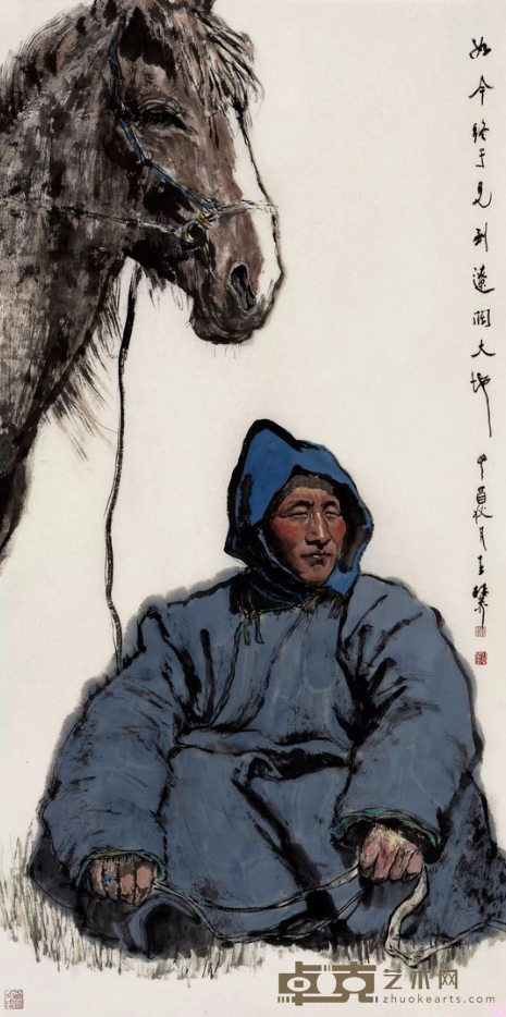 《蒙古汉子》 王赫赫 68×136cm 红星·纸本水墨