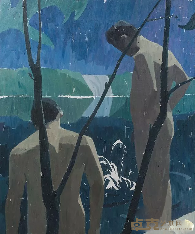 《夜泳》 邵同 180×150cm 2018年 油画布面
