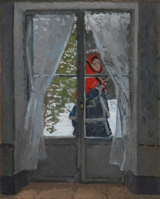 莫奈《红头巾：莫奈夫人画像》，1868-1873，油画，克利夫兰艺术博物馆藏品。