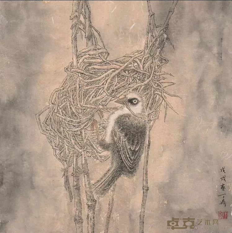 《巢4》 丁鼎 40x40cm 纸本水墨